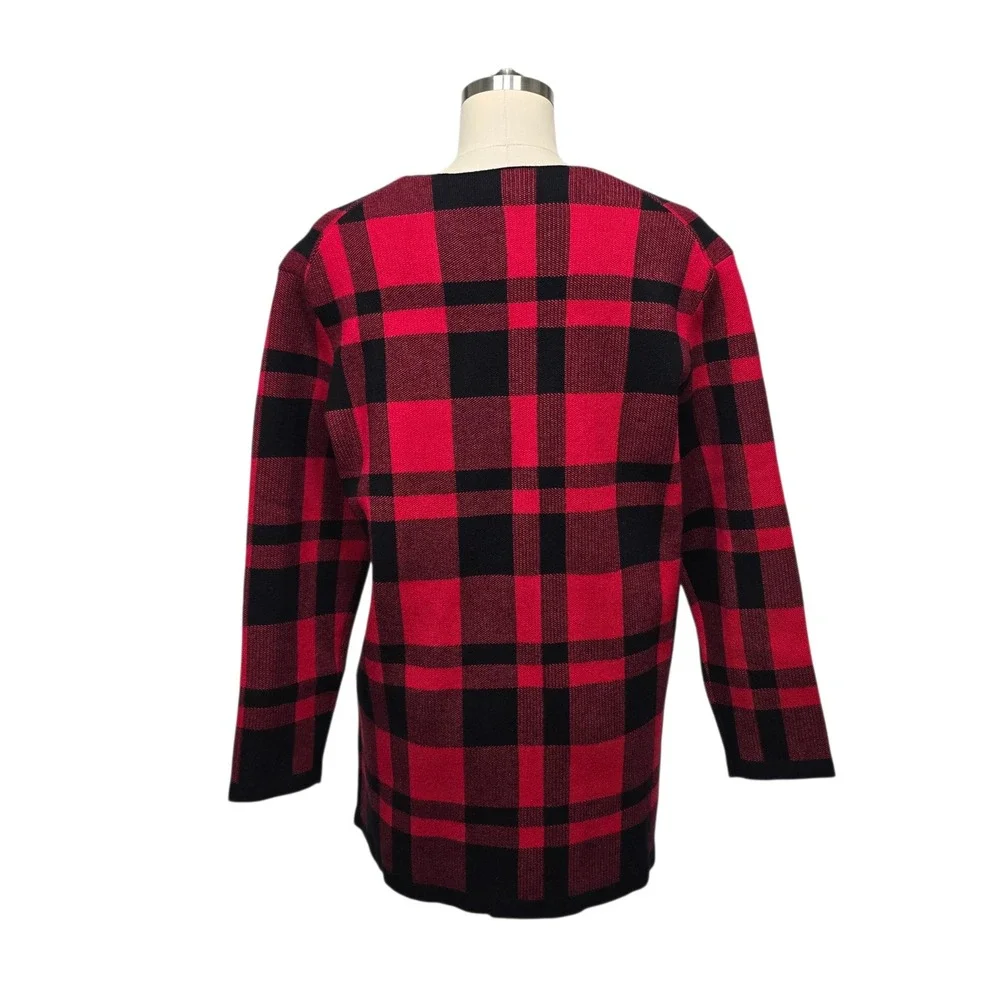 UNTUCKit for Her Chole Red Black Buffalo Plaid Cardigan Sweater Size ‎ Small